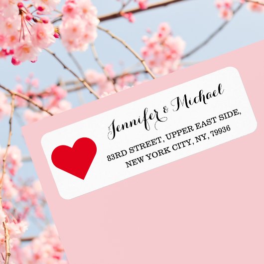 Étiquette Red Heart Custom Mariage élégant Valentines Day