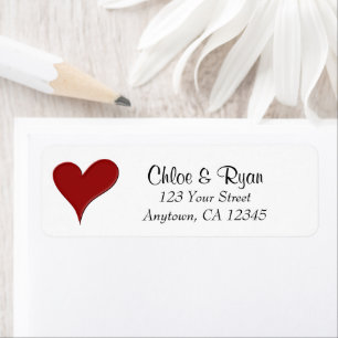 Étiquette Red Heart Love Mariage Valentine Adresse de retour