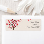 Étiquette Red Heart Tree on Ivory Adresse de retour (En situation)