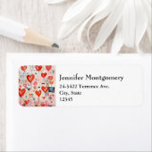 Étiquette Red Hearts Whimsical Love Adresse du Motif (En situation)