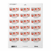 Étiquette Red Hearts Whimsical Love Motif (Feuille entière)