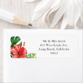 Étiquette Red Hibiscus Monstera Tropical Adresse de retour (En situation)