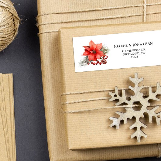 Étiquette Red Holiday Joyeux Noël Adresse de retour