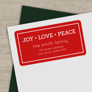 Étiquette Red Joy Love Peace Modern Holiday Adresse :