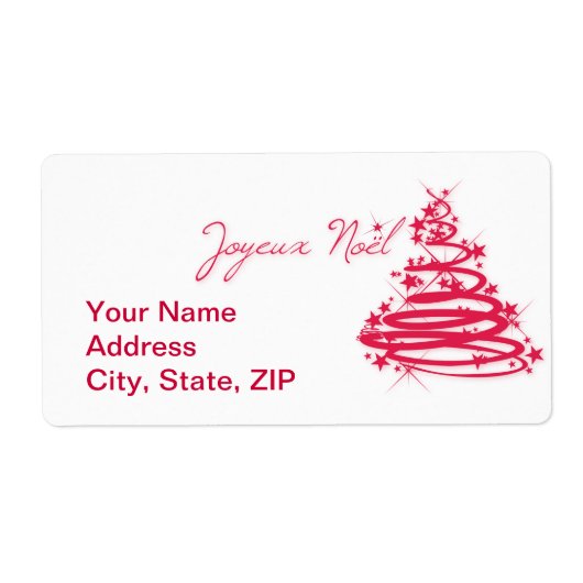 Étiquette Red Joyeux Noël avec sapin de Noël (Devant)