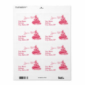 Étiquette Red Joyeux Noël avec sapin de Noël (Feuille entière)