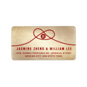 Étiquette Red Knot Union Double Mariage de bonheur (Devant)