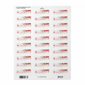 Étiquette Red & Moss Bamboo Feuille Adresse du Mariage chino (Feuille entière)