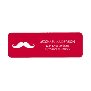 Étiquette Red Mustache Valentine Retourner l'adresse Étiquet