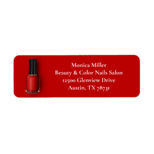 Étiquette Red Nail Polonais Custom Beauté Salon Adresse de r