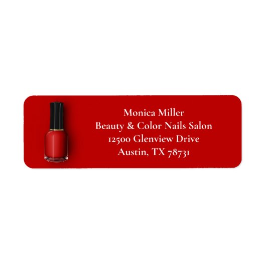 Étiquette Red Nail Polonais Custom Beauté Salon Adresse de r (Devant)