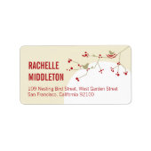 Étiquette Red Nesting Bird Family Simple Baby shower Adresse (Devant)