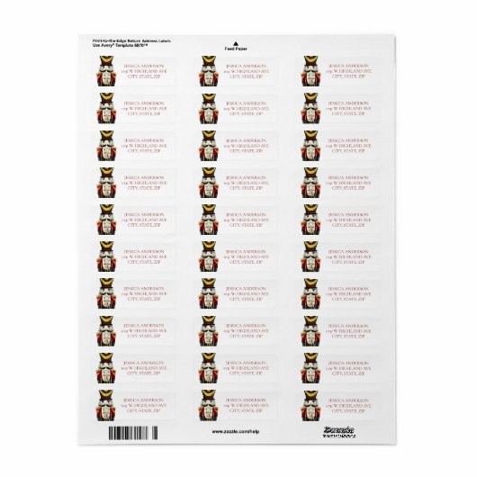 Étiquette Red Nutcracker Christmas Holiday Return Address (Feuille entière)