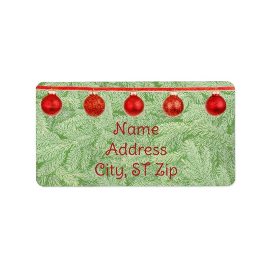 Étiquette Red Ornaments Green Tree Personal Address Label (Devant)
