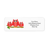 Étiquette Red Owls Design Return Address (Devant)