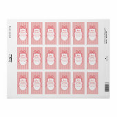 Étiquette Red Pink Stripes & Bow Frame Christmas (Feuille entière)