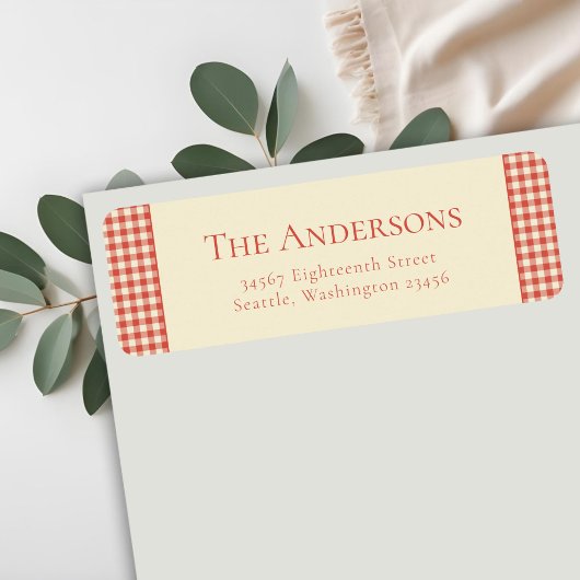 Étiquette Red Plaid Buffalo Retro Russe Adresse de retour