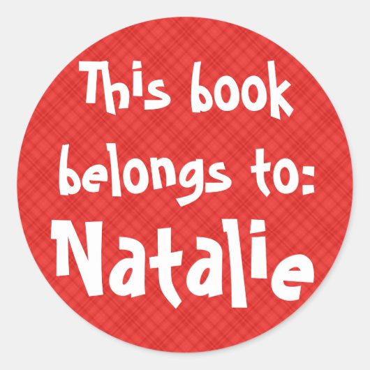 Étiquette Red Plaid "Ce Livre Appartient À" (Devant)