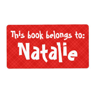 Étiquette Red Plaid "Ce Livre Appartient À"