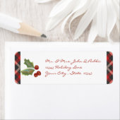 Étiquette Red Plaid et Holly (En situation)