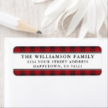 Étiquette Red Plaid Holiday Christmas Retourner l'adresse Ét<br><div class="desc">Red Buffalo Plaid Christmas Holiday Adresse de retour Label</div>