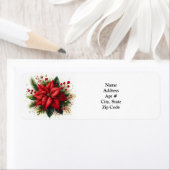Étiquette Red Poinsettia - Adresse de retour de Noël (En situation)