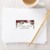 Étiquette Red Poinsettia - Adresse de retour de Noël (En situation)