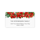 Étiquette Red Poinsettia Festive Noël Adresse de retour (Devant)