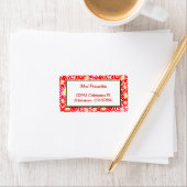 Étiquette Red Poinsettia Gold Frame Editable Address Label (En situation)