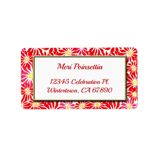 Étiquette Red Poinsettia Gold Frame Editable Address Label (Devant)