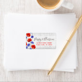 Étiquette Red Poppy & Cornflower Rustic Wood Floral Adresse (En situation)