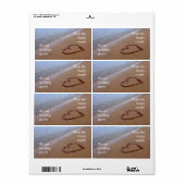 Étiquette Red Rocks Heart sur la plage de sable (Feuille entière)