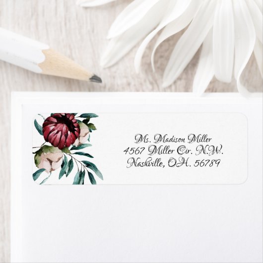 Étiquette Red Roses Arrière - plan noir élégant Script (En situation)