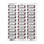 Étiquette Red Roses Silver Black Strips Adresse (Feuille entière)