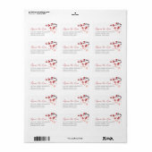 Étiquette Red Sakura Cherry Blossoms Mariage asiatique Adres (Feuille entière)