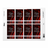 Étiquette Red Satin Silver Scroll Joyeux Vacances Vins Étiqu (Feuille entière)