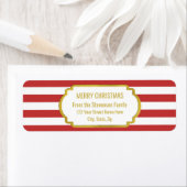 Étiquette Red Stripes Gold Joyeux Noël (En situation)