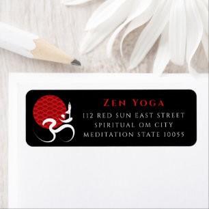 Étiquette Red Sun Yoga Spirituel Indien Méditez Om Ohm Logo