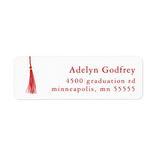 Étiquette Red Tassel Graduation Return Adresse (Devant)