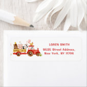 Étiquette Red tracteur animaux de ferme adresse de retour (En situation)