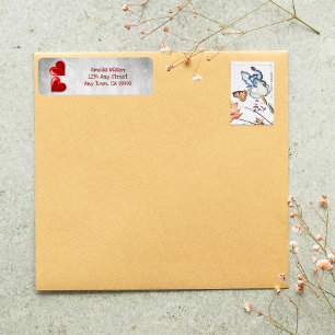 Étiquette Red Valentine Hearts Return Adresse Label