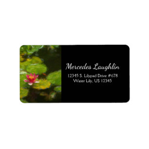 Étiquette Red Water Lily Blossom Impressionistic Digital Art