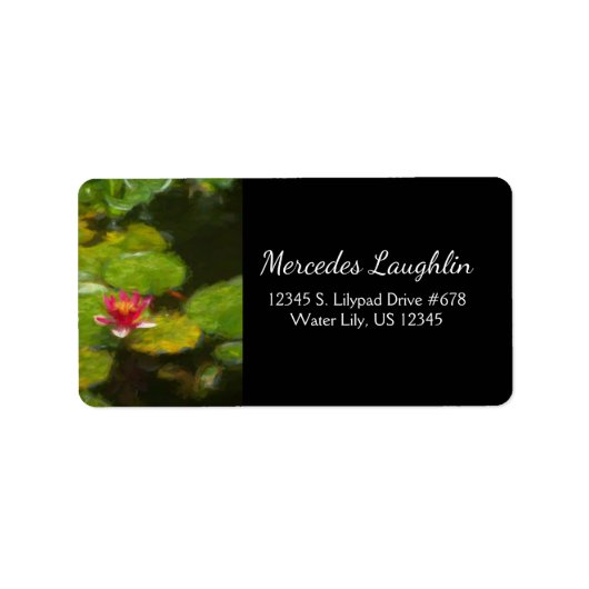 Étiquette Red Water Lily Blossom Impressionistic Digital Art (Devant)