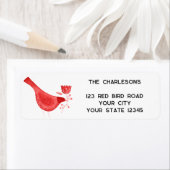 Étiquette Red Watercolor Bird Adresse de retour (En situation)