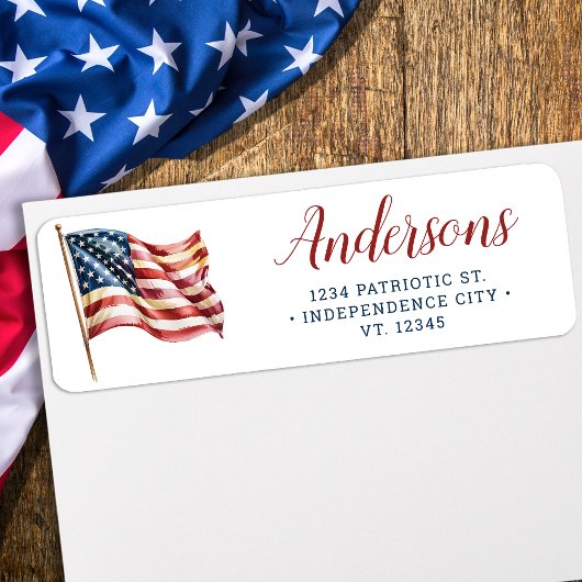Étiquette Red White and Blue US American Flag Adresse de ret