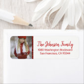 Étiquette Red White Christmas Ajouter PHOTO Retour Adresse (En situation)