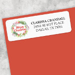 Étiquette Red White Christmas Floral Wreath Return Adresse<br><div class="desc">Étiquette de adresse de la couronne de Noël Floral. Personnalisez-le pour vos enveloppes de Noël avec votre nom et votre adresse. Conçu pour vous par Blackberry Boulevard.</div>