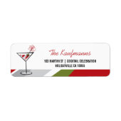 Étiquette Red White Cocktail Martini Holiday Adresse de reto (Devant)