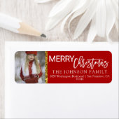 Étiquette Red White Gold Christmas Ajouter PHOTO Retour Adre (En situation)