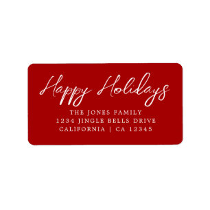 Étiquette Red White Happy Holidays Adresse de retour Label